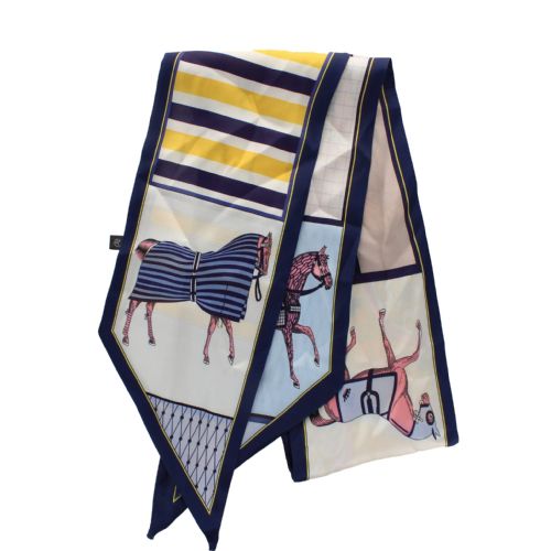 Equestrian Print Vintage Style Scarf (pink and blue)